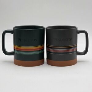 Pendleton National Parks Stoneware 18oz Coffee Mug Cup Green/Gray SET OF 2 READ